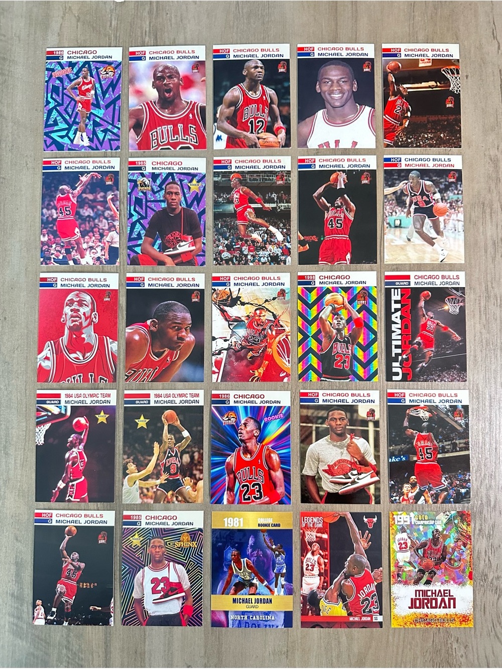 Michael Jordan Rookie Lot of (25) GOAT Fierce Gems Novelty Basketball Cards.